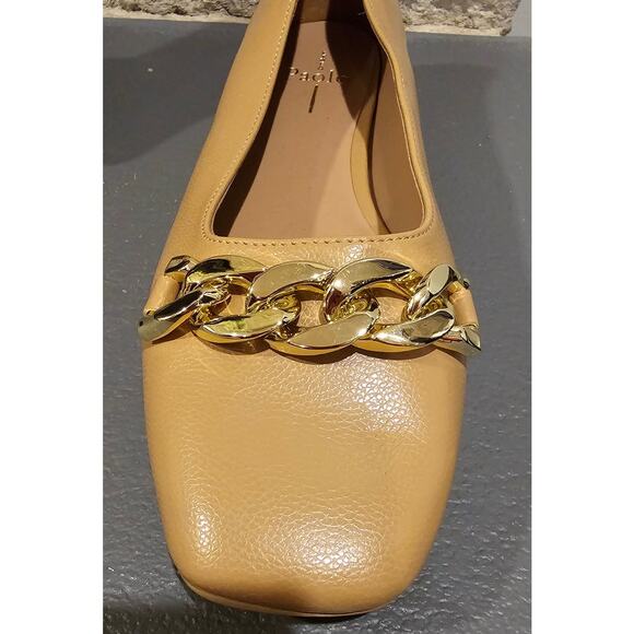 Linea Paolo Natalie Flats, Square Toe Loafer, Square Heel, Gold Chain, Sz 8.5 M - Picture 8 of 9